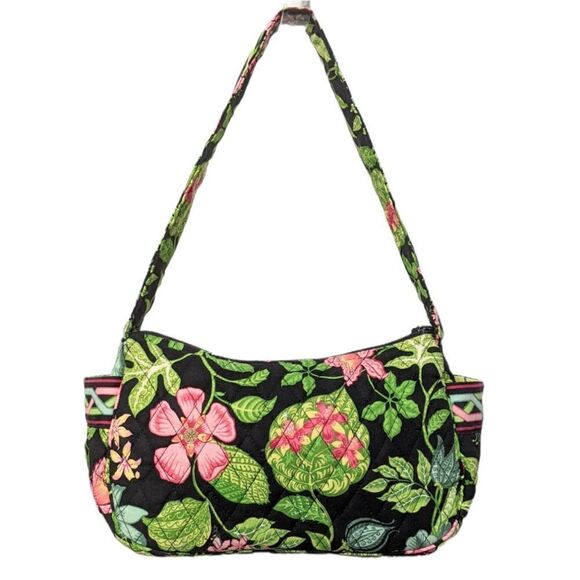 VERA BRADLEY Retired Botanica Black Floral Quilted Shoulder Bag - Picture 11 of 11